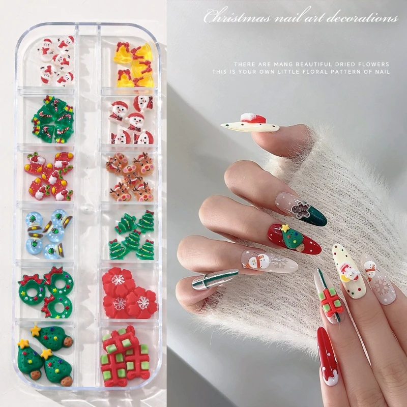 12Grids Nail Art Rhinestone Set Cute Cartoon 3D Santa Reindeer Snowman and Christmas Tree for DIY Handmade Nail Decorations
12Grids Nail Art Rhinestone Set Cute Cartoon 3D Santa Reindeer Snowman and Christmas Tree for DIY Handmade Nail Decorations