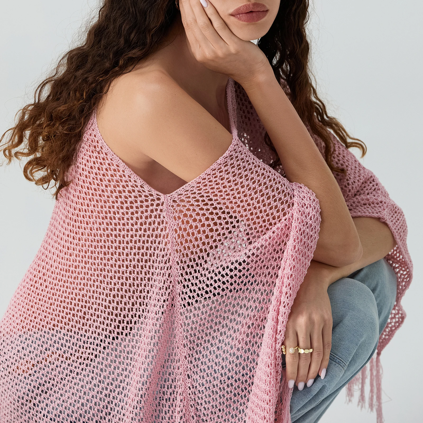 Irregular Neck Off Shoulder T-shirts for Women Long Sleeve Tassels Knitted Hollow Out Tees Beach Bikinis Cover Ups
Irregular Neck Off Shoulder T-shirts for Women Long Sleeve Tassels Knitted Hollow Out Tees Beach Bikinis Cover Ups