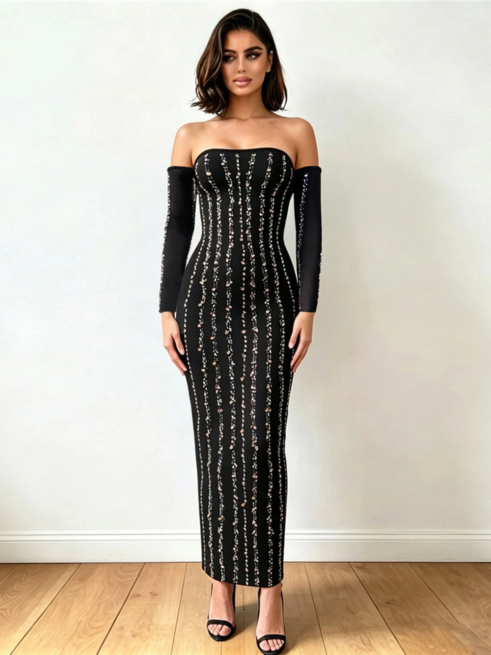 New European and American Fashion One Shoulder Heavy duty Hot Diamond Slimming Long Sleeve Bandage Dress Party Dress
New European and American Fashion One Shoulder Heavy duty Hot Diamond Slimming Long Sleeve Bandage Dress Party Dress
