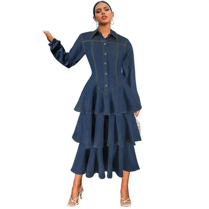 Women's 218557 New Denim Collar Long Sleeved Cake Skirt Long Dress Ruffle Casual 2025 Party Summer Elegantes Casual Y2k
Women's 218557 New Denim Collar Long Sleeved Cake Skirt Long Dress Ruffle Casual 2025 Party Summer Elegantes Casual Y2k