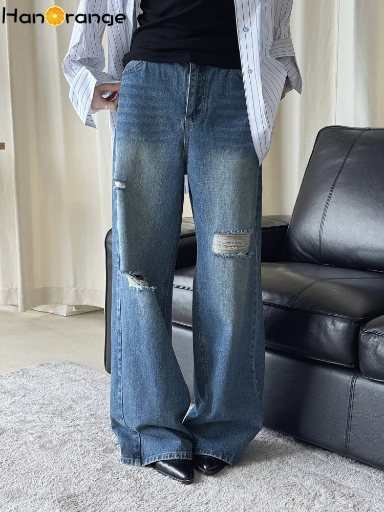 HanOrange Summer Washed Distressed Ripped Hole Jeans Female Moustache Effect High Waist Minimalist Denim Pants for Women
HanOrange Summer Washed Distressed Ripped Hole Jeans Female Moustache Effect High Waist Minimalist Denim Pants for Women
