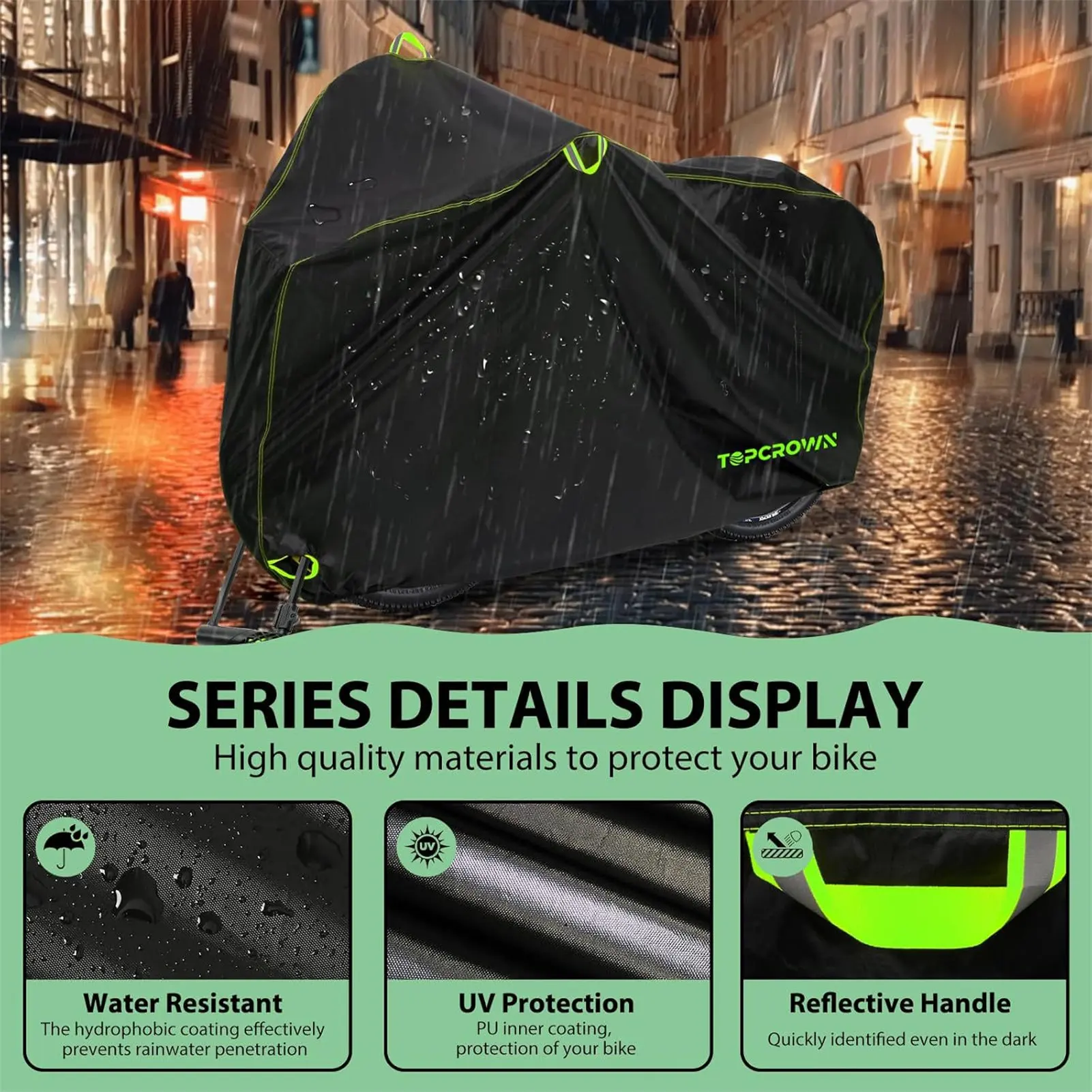 Waterproof Bike-Cover Oxford Cloth UV Protection Outdoor All Weather Bicycle Cover for Road Bike Rain Dust Preventions
Waterproof Bike-Cover Oxford Cloth UV Protection Outdoor All Weather Bicycle Cover for Road Bike Rain Dust Preventions