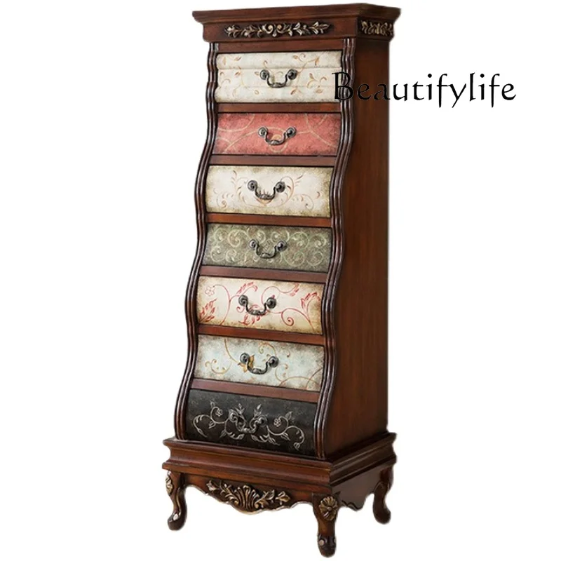 American retro solid wood seven-bucket storage cabinet European painted locker against the wall foyer
American retro solid wood seven-bucket storage cabinet European painted locker against the wall foyer