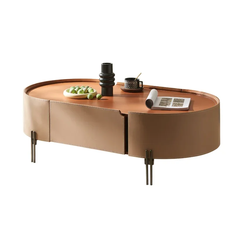 Italian minimalist saddle leather coffee table light luxury designer high-end creative leather solid wood
Italian minimalist saddle leather coffee table light luxury designer high-end creative leather solid wood