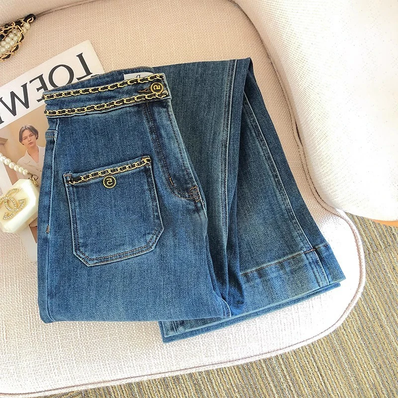 Korean Style High Waist Heavy Weave Chain Link Denim Jeans Women's Spring Autumn Fashionable Straight Leg Wide Leg Pants
Korean Style High Waist Heavy Weave Chain Link Denim Jeans Women's Spring Autumn Fashionable Straight Leg Wide Leg Pants