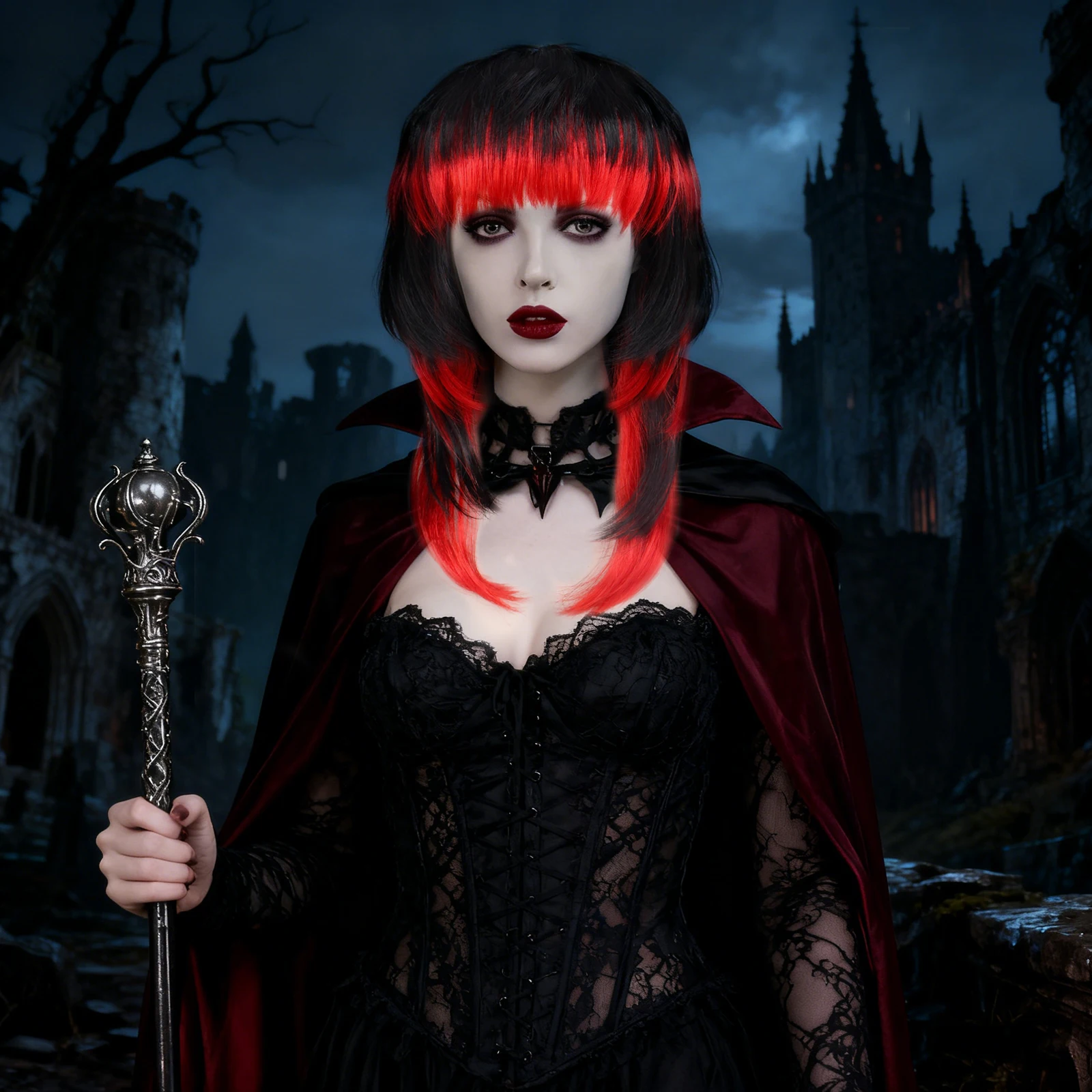 Длинный прямой синтетический парик вампира для косплея с челкой для женщин, повседневная праздничная одежда для Хэллоуина, костюм, парик
Длинный прямой синтетический парик вампира для косплея с челкой для женщин, повседневная праздничная одежда для Хэллоуина, костюм, парик