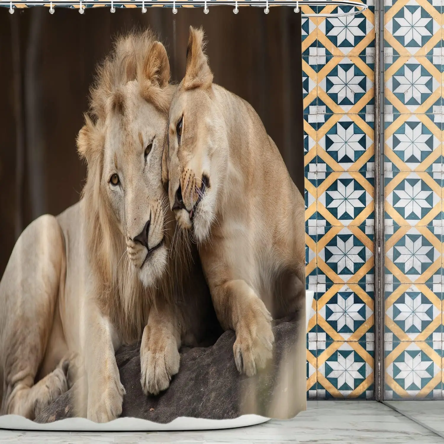 Lion and Lioness Shower Curtain Wildlife Animal Couple Realistic Design Safari Theme Nature Art Bath Decor Waterproof Fabric
Lion and Lioness Shower Curtain Wildlife Animal Couple Realistic Design Safari Theme Nature Art Bath Decor Waterproof Fabric