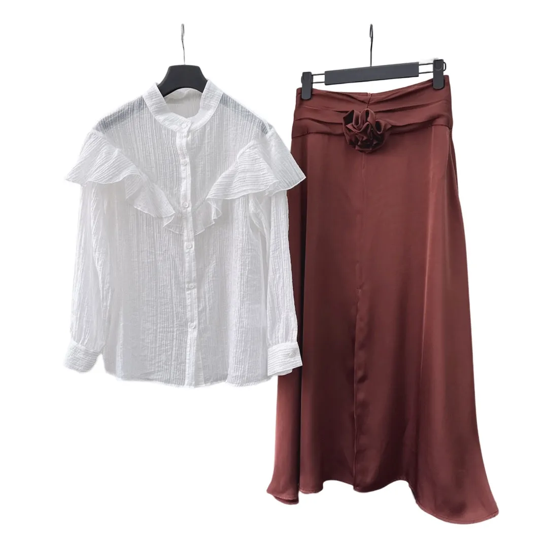 Pure white flower adornment sleeve + high waist skirt of a complete set of suits blouses חולצה אלגנט נשים women tops
Pure white flower adornment sleeve + high waist skirt of a complete set of suits blouses חולצה אלגנט נשים women tops