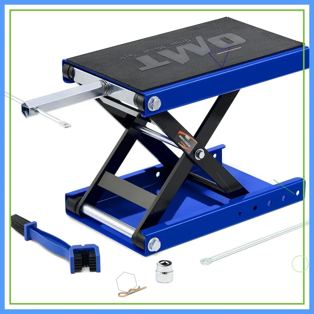 1100lb Motorcycle Scissor Lift Jack with Wide Deck, T Handle & 3/8" Socket, Blue - Center Stand for ATV Dirt Bike Cruiser
1100lb Motorcycle Scissor Lift Jack with Wide Deck, T Handle & 3/8" Socket, Blue - Center Stand for ATV Dirt Bike Cruiser