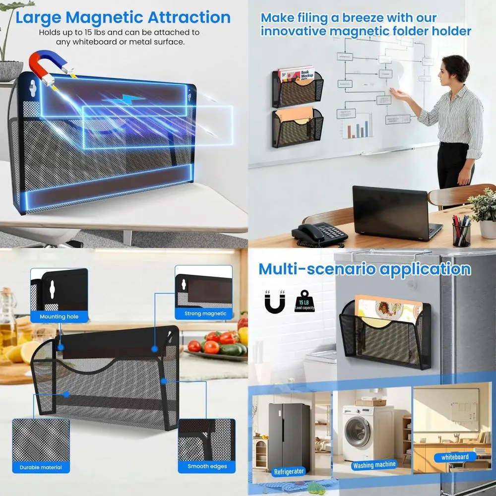 Magnetic 6-Pocket File Holder, Wall-Mounted Mesh Organizer, Vertical Mail Storage Rack for Office, Home, and School
Magnetic 6-Pocket File Holder, Wall-Mounted Mesh Organizer, Vertical Mail Storage Rack for Office, Home, and School