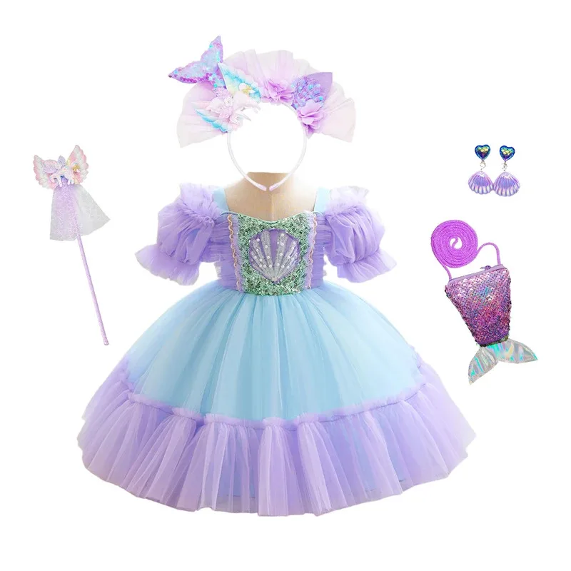 Halloween Girl Ariel Princess Dress Mermaid Cosplay Costume Children Wedding Dress Send Hairband Birthday Party Dress Daliy Wear
Halloween Girl Ariel Princess Dress Mermaid Cosplay Costume Children Wedding Dress Send Hairband Birthday Party Dress Daliy Wear
