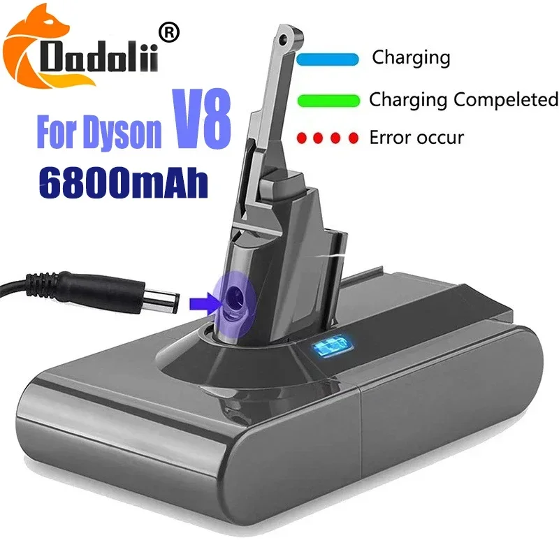 New Dyson V8 21.6V 6800mAh high capacity rechargeable 18650 lithium battery, replace Dyson V8 wireless vacuum handheld cleaner
New Dyson V8 21.6V 6800mAh high capacity rechargeable 18650 lithium battery, replace Dyson V8 wireless vacuum handheld cleaner