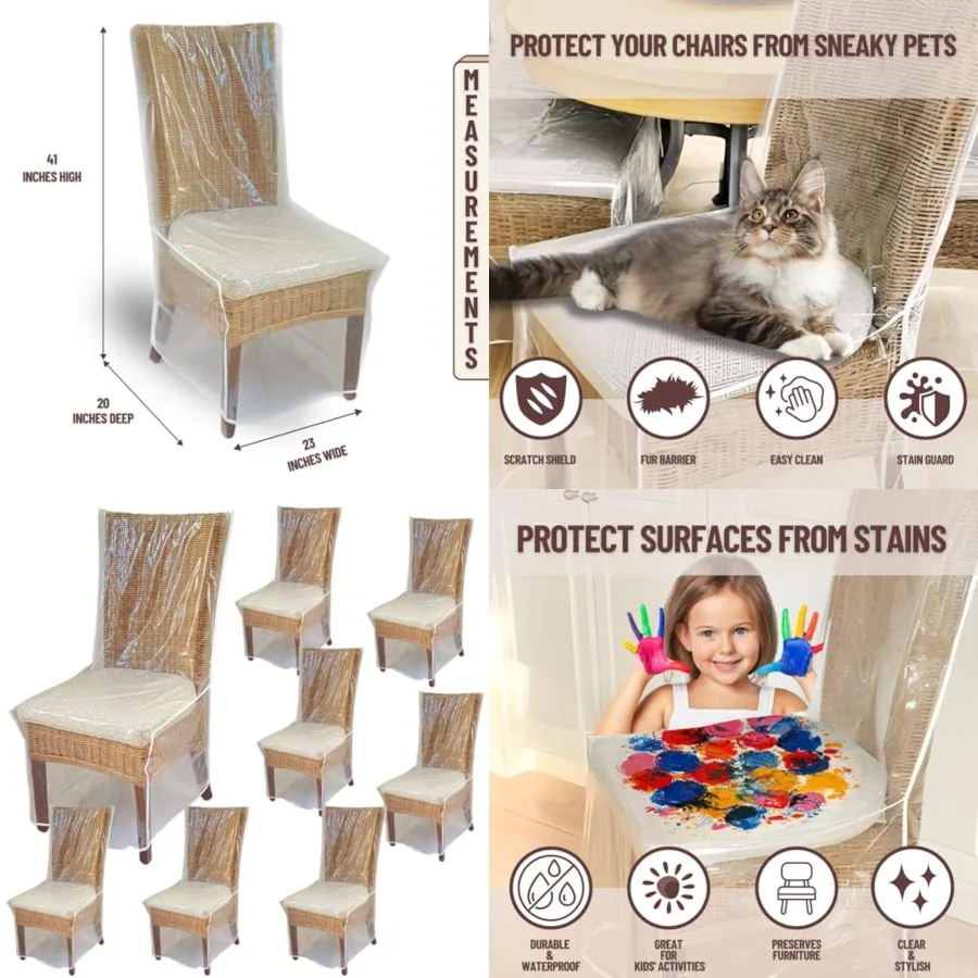 Dining Room/Kitchen Chair Cover/Protector- Pack- Heavy Duty Clear PVC Vinyl-No Dust/Spill/Pet Hair/Pet Claws, Easy Clean Slipco
Dining Room/Kitchen Chair Cover/Protector- Pack- Heavy Duty Clear PVC Vinyl-No Dust/Spill/Pet Hair/Pet Claws, Easy Clean Slipco