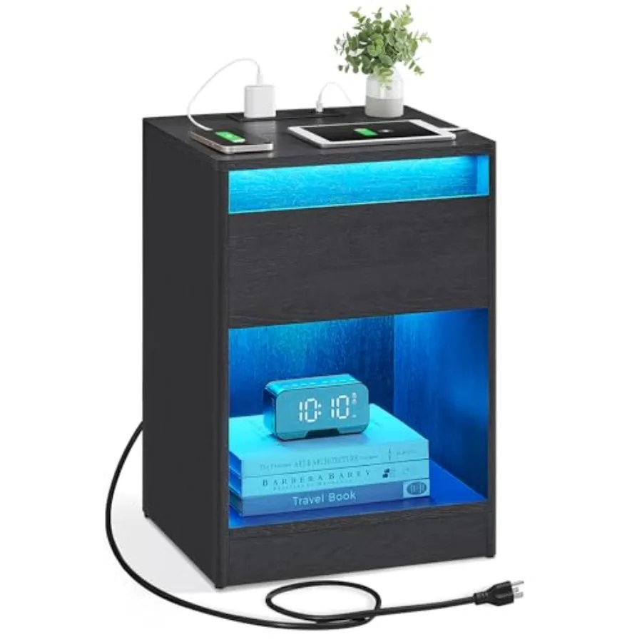 LED Nightstand with Charging Station Adjustable Light Colors 2 AC Outlets 2 USB Ports Bedside Table Side Table with Drawer Mode
LED Nightstand with Charging Station Adjustable Light Colors 2 AC Outlets 2 USB Ports Bedside Table Side Table with Drawer Mode