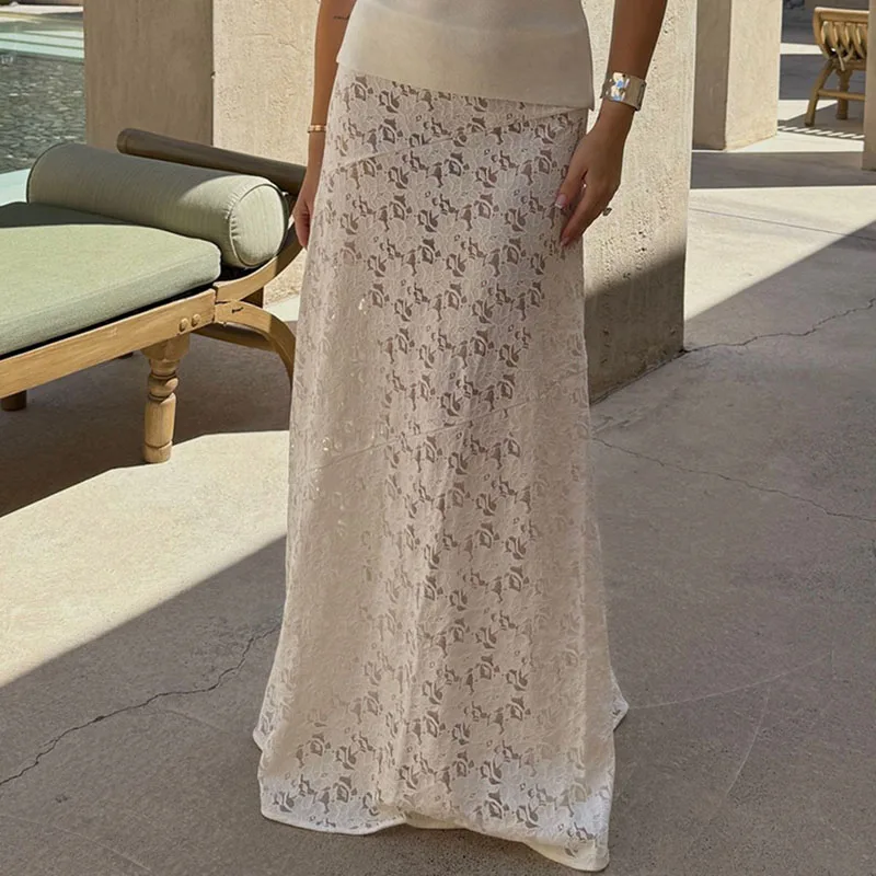 Summer Sexy High Waist Solid Long Skirts Elegant Ladies Commuting A-line Skirts Temperament Jacquard Lace Hollow Out Half Skirts
Summer Sexy High Waist Solid Long Skirts Elegant Ladies Commuting A-line Skirts Temperament Jacquard Lace Hollow Out Half Skirts