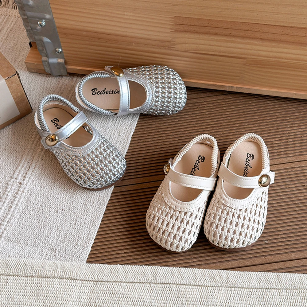 Toddler Little Girls Woven Mary Jane Sandals Hollow Breathable Slingback Flats Gold Button Strap Non Slip Soft Sole Summer Shoes
Toddler Little Girls Woven Mary Jane Sandals Hollow Breathable Slingback Flats Gold Button Strap Non Slip Soft Sole Summer Shoes