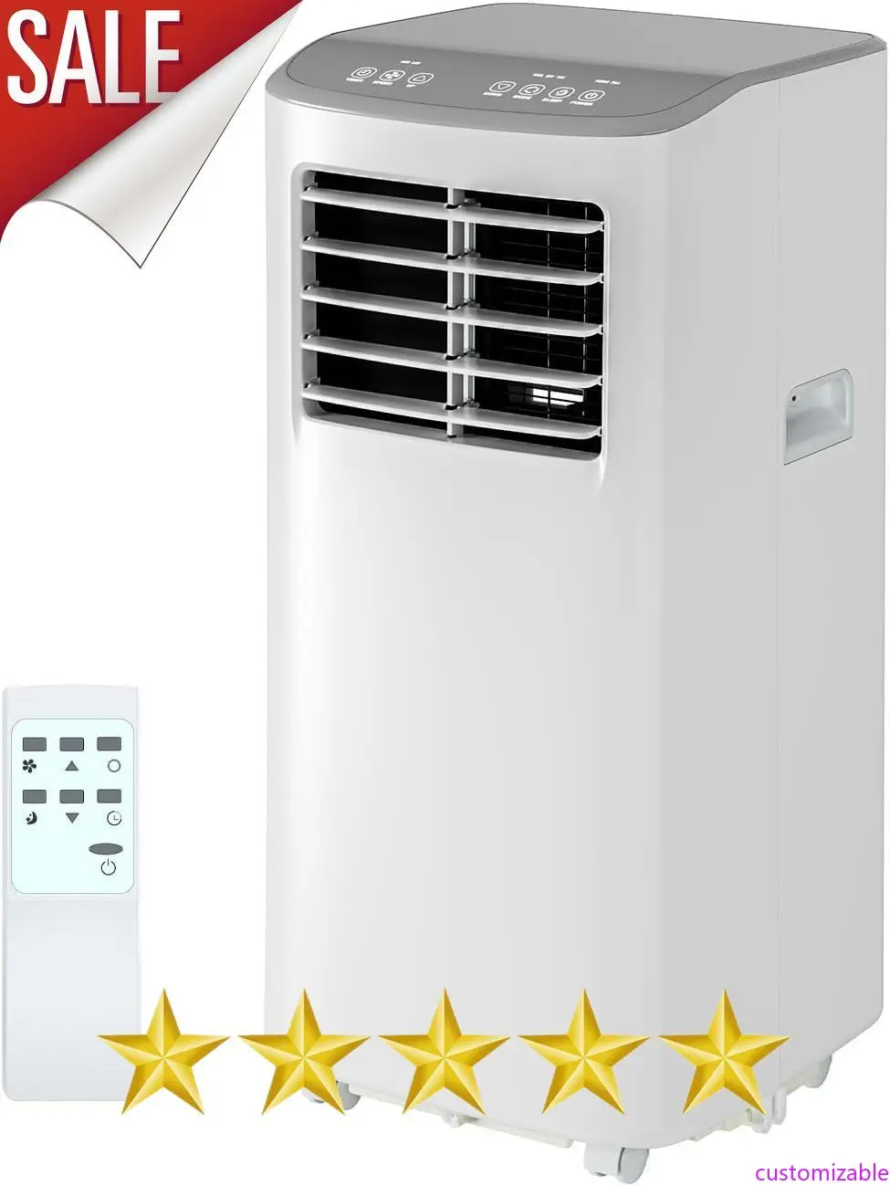 Настраиваемый портативный кондиционер мощностью 8000 БТЕ для комнаты площадью до 350 кв. футов, портативный блок переменного тока 3-в-1 с осушителем и вентилятором 
Настраиваемый портативный кондиционер мощностью 8000 БТЕ для комнаты площадью до 350 кв. футов, портативный блок переменного тока 3-в-1 с осушителем и вентилятором