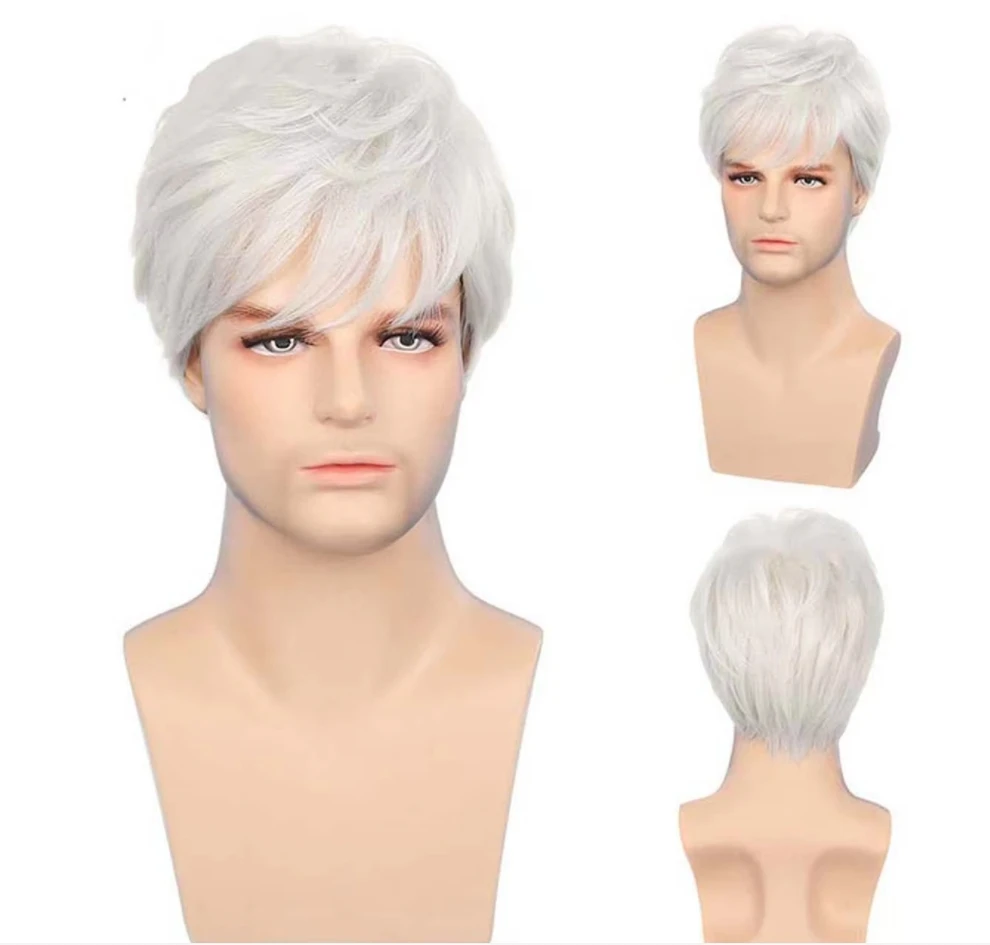 Synthetic Wigs Short White Wig Synthetic Heat Resistant For Men Daily Cosplay Halloween Party gifts Wig
Synthetic Wigs Short White Wig Synthetic Heat Resistant For Men Daily Cosplay Halloween Party gifts Wig