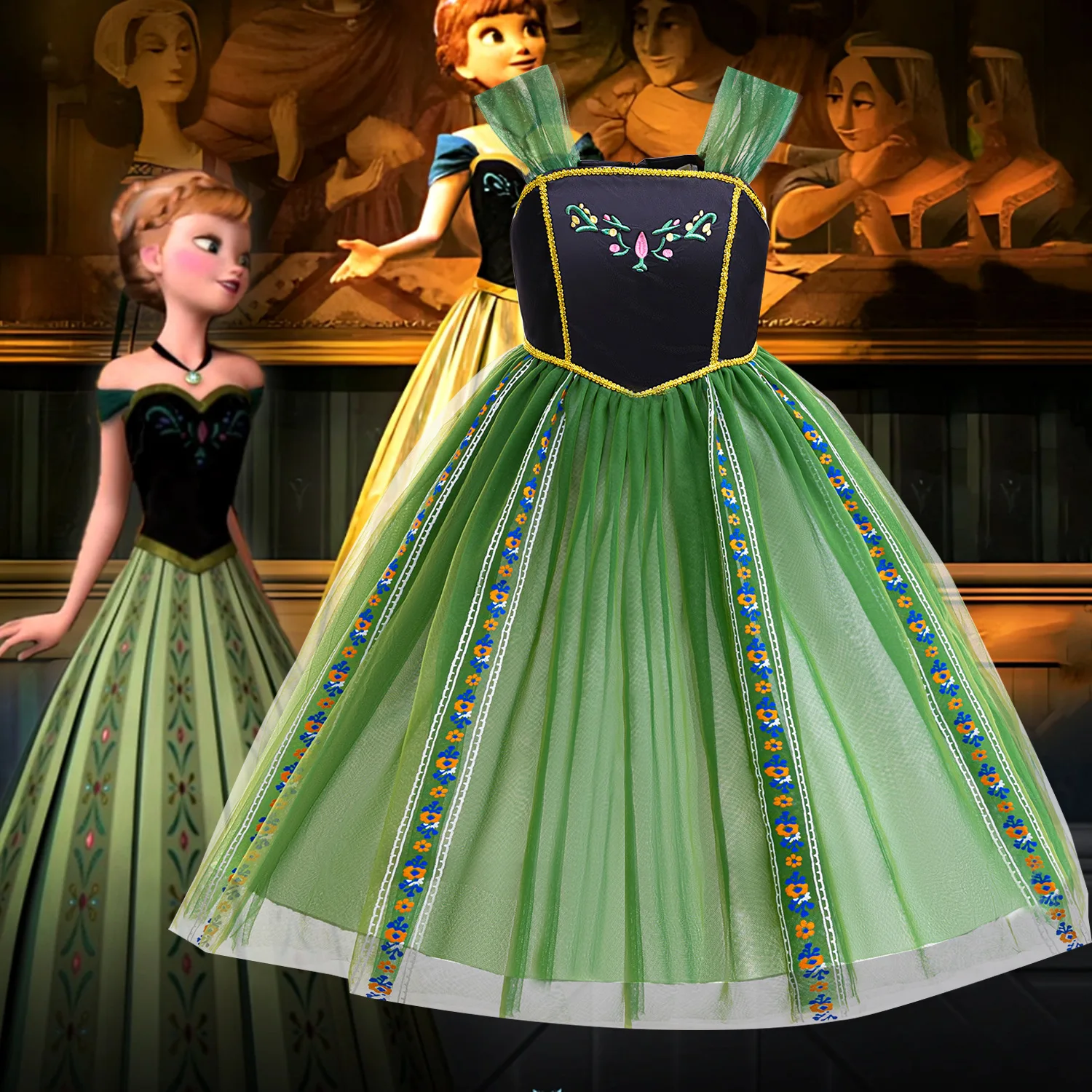 Cartoon Anna Princess Cosplay Costume Girls Green Anna Princess Dress Birthday Halloween Party Costume
Cartoon Anna Princess Cosplay Costume Girls Green Anna Princess Dress Birthday Halloween Party Costume