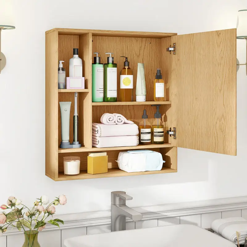 Wall Mounted Bathroom Cabinet with Mirror Single Door-Natural
Wall Mounted Bathroom Cabinet with Mirror Single Door-Natural