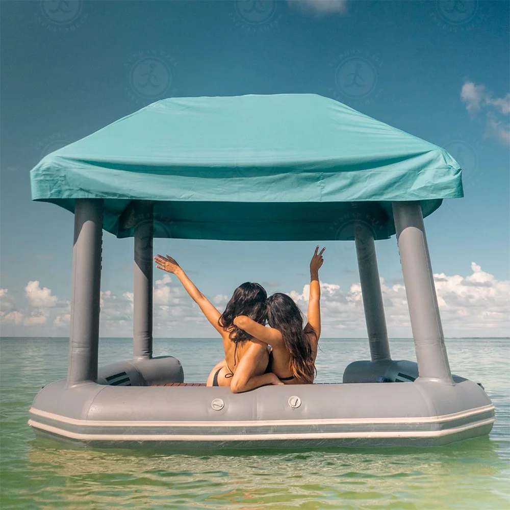 EJIA Newest 8x8 FT Inflatable Floating Island Durable Floating Cabana Raft Floating Shaded Swim Platform With Roof Tent Topper
EJIA Newest 8x8 FT Inflatable Floating Island Durable Floating Cabana Raft Floating Shaded Swim Platform With Roof Tent Topper