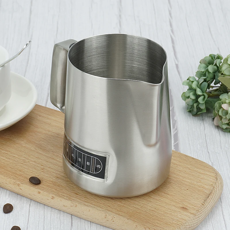 Wholesale Milk Frothing Pitcher Stainless Steel Latte Art Milk Jug 600 ml Milk Pitcher With Small Thermometer
Wholesale Milk Frothing Pitcher Stainless Steel Latte Art Milk Jug 600 ml Milk Pitcher With Small Thermometer
