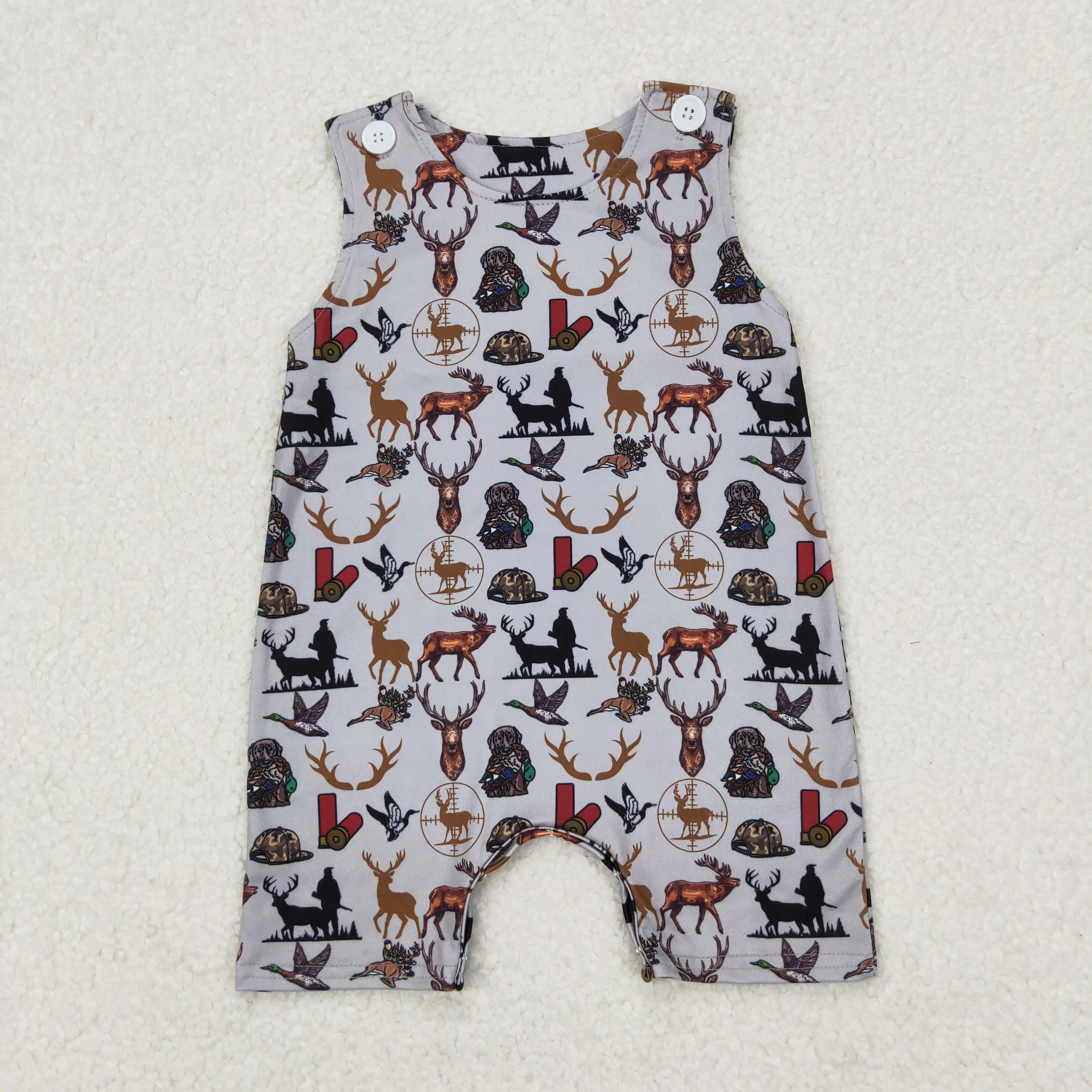 3.18y New stock baby boys summer rompers wholesale boutique elk puppy hunting pattern gray sleeveless jumpsuit
3.18y New stock baby boys summer rompers wholesale boutique elk puppy hunting pattern gray sleeveless jumpsuit