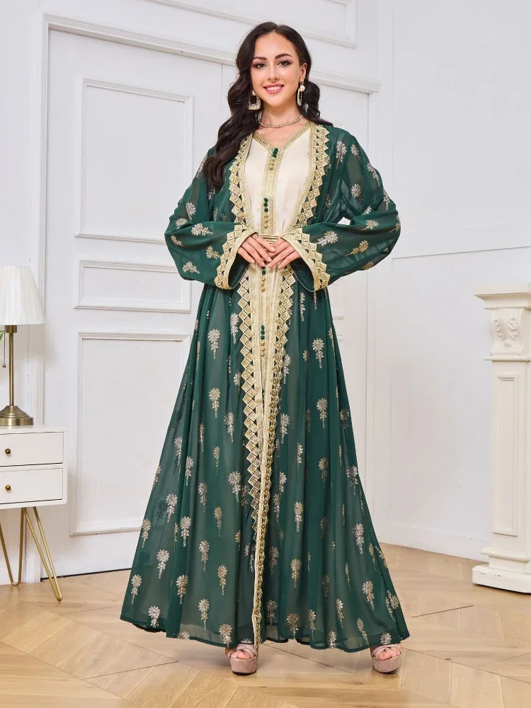 Eid Embroidery Kimono Abaya with Inner Dress Two Piece Set Saudi Abayas for Women Dubai Luxury Matching Muslim Sets Islam Outfit
Eid Embroidery Kimono Abaya with Inner Dress Two Piece Set Saudi Abayas for Women Dubai Luxury Matching Muslim Sets Islam Outfit