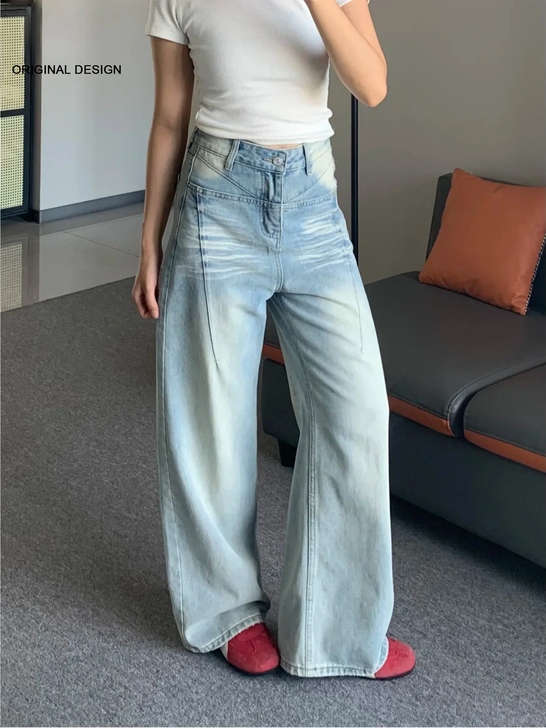 High Waist Straight Leg Blue Jeans Women's Loose Fit Casual Summer Jeans Bell Bottoms Slimming Effect American Retro Style
High Waist Straight Leg Blue Jeans Women's Loose Fit Casual Summer Jeans Bell Bottoms Slimming Effect American Retro Style