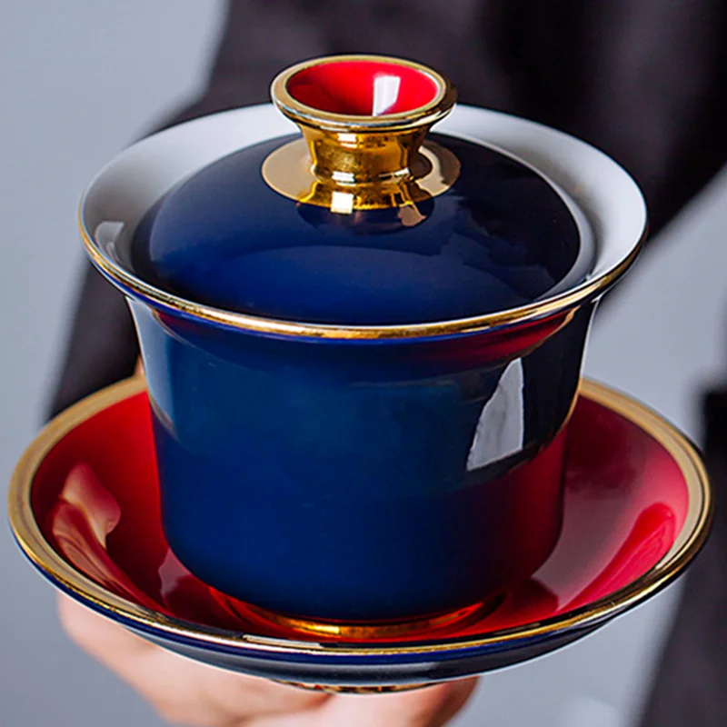 150ml Chinese Blue Glaze Ceramic Gaiwan Tureen Cup Bowl Saucer Kung Fu Tea Set
150ml Chinese Blue Glaze Ceramic Gaiwan Tureen Cup Bowl Saucer Kung Fu Tea Set
