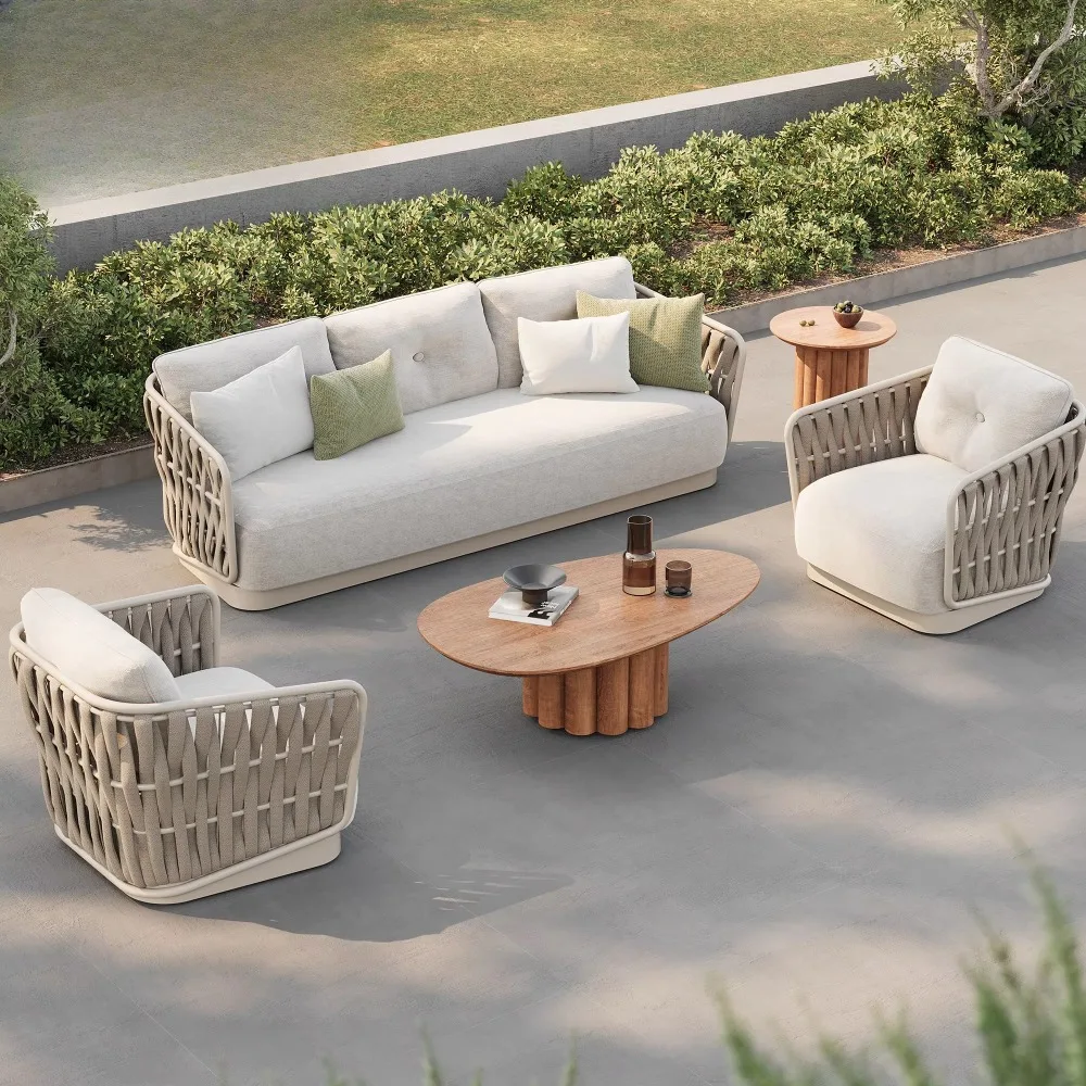 Garden Comfort Sofa Metal Set Luxury Braided Rope Design Outdoor Combination Garden Sofa Set Waterproof
Garden Comfort Sofa Metal Set Luxury Braided Rope Design Outdoor Combination Garden Sofa Set Waterproof