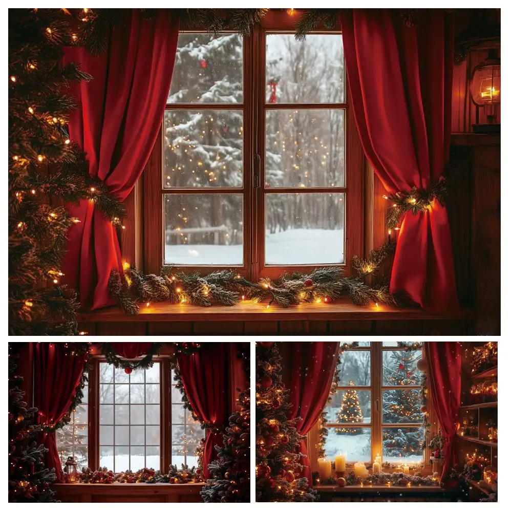 Christmas Photography Backdrop Window Red Curtain Outdoor Snow Scenery Xmas Room Decor Family Party Portrait Photo Background
Christmas Photography Backdrop Window Red Curtain Outdoor Snow Scenery Xmas Room Decor Family Party Portrait Photo Background