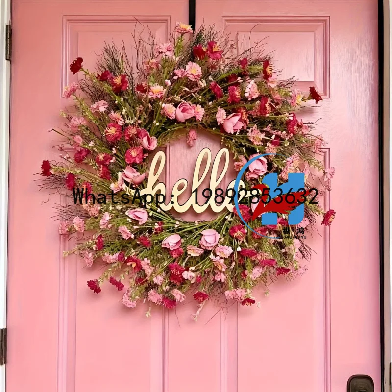 ZZ new Valentine's Day decorative wreath hello brand courtyard door hanging atmosphere plastic decoration
ZZ new Valentine's Day decorative wreath hello brand courtyard door hanging atmosphere plastic decoration
