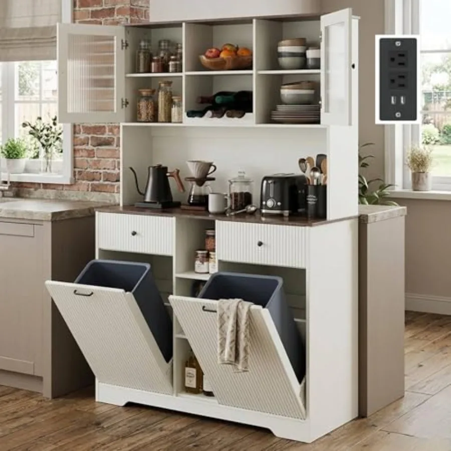 10×2 Gallon Double Tilt Out Trash Can Cabinet with Power Outlet, 71" Tall Wooden Garbage Can Holder Cabinet with 2 Drawers for
10×2 Gallon Double Tilt Out Trash Can Cabinet with Power Outlet, 71" Tall Wooden Garbage Can Holder Cabinet with 2 Drawers for