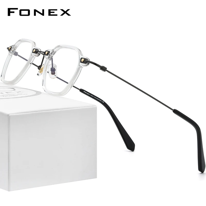 Мужские и женские очки из ацетата FONEX, винтажные квадратные очки с оправой, F85681, 2021
Мужские и женские очки из ацетата FONEX, винтажные квадратные очки с оправой, F85681, 2021