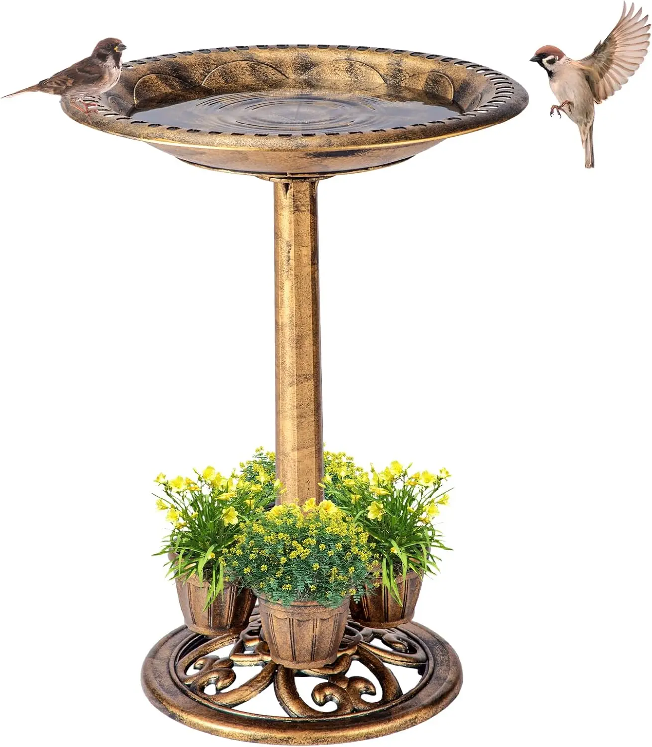 Vintage Bronze Bird Bath with Removable Planters, Lightweight Polyresin for Outdoor Garden Decor
Vintage Bronze Bird Bath with Removable Planters, Lightweight Polyresin for Outdoor Garden Decor