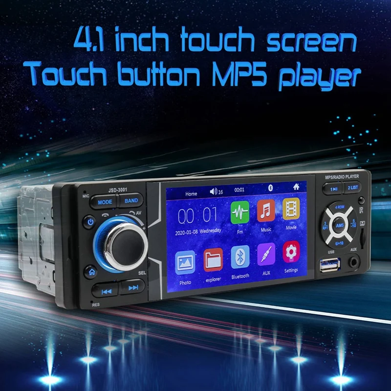 1 DIN Car Radio Multimedia Video Player JSD-3001 4.1 Inch Contact Screen Bluetooth AUX Auto Stereo Radio
1 DIN Car Radio Multimedia Video Player JSD-3001 4.1 Inch Contact Screen Bluetooth AUX Auto Stereo Radio