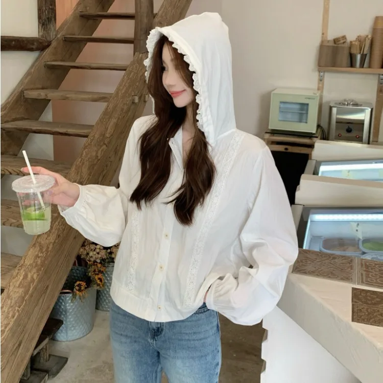 Loose Korean Style Lace Trimmed Hooded Design Women's Shirt Casual Versatile Sun Protection Open Cardigan Long Sleeve Polyest...
Loose Korean Style Lace Trimmed Hooded Design Women's Shirt Casual Versatile Sun Protection Open Cardigan Long Sleeve Polyest...