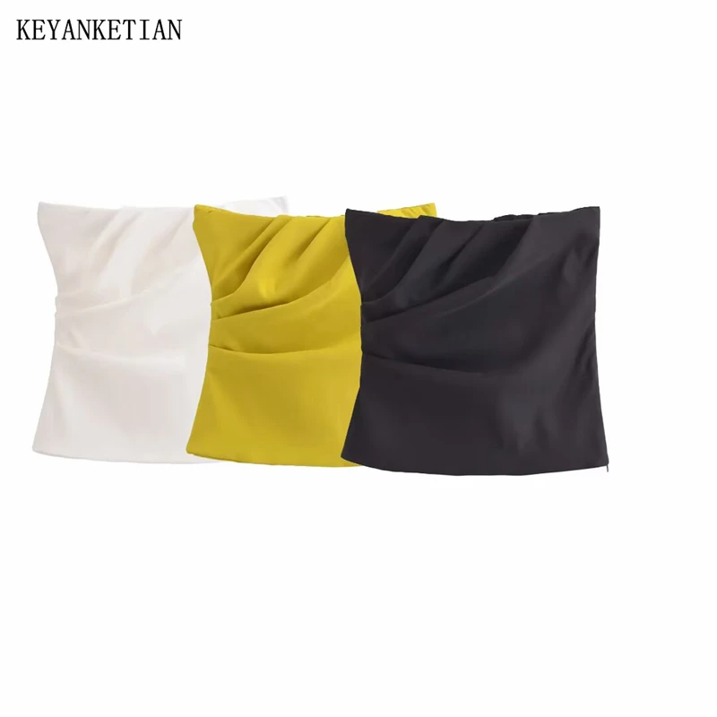 KEYANKETIAN Summer New Women's Solid color Strapless Corset Holiday wind Hot sweet Slash neck Side Zipper Pleated Camisole Vest
KEYANKETIAN Summer New Women's Solid color Strapless Corset Holiday wind Hot sweet Slash neck Side Zipper Pleated Camisole Vest