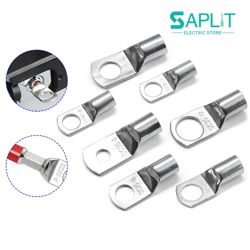 SC Series Copper Terminals Battery Electric Cable Lugs SC 6/10/16/25/35/50/70/95 Crimping Wire Connector Screw Hole 6/8/10/12mm
SC Series Copper Terminals Battery Electric Cable Lugs SC 6/10/16/25/35/50/70/95 Crimping Wire Connector Screw Hole 6/8/10/12mm