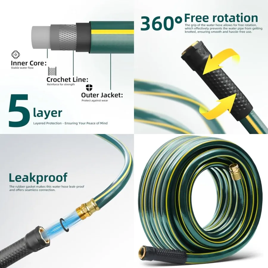 Solution4Patio Long Green Garden Hose -K Free, No Leaking, Male/Female Fittings -Heavy Duty Durable Flexible Lightweight Water
Solution4Patio Long Green Garden Hose -K Free, No Leaking, Male/Female Fittings -Heavy Duty Durable Flexible Lightweight Water