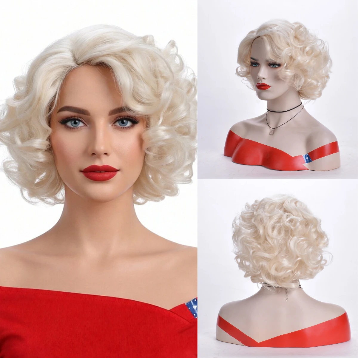 Short Blonde Curly Wig for Women Synthetic Wig Heat Resistant Hair Wig for Halloween Cosplay Party Daily
Short Blonde Curly Wig for Women Synthetic Wig Heat Resistant Hair Wig for Halloween Cosplay Party Daily