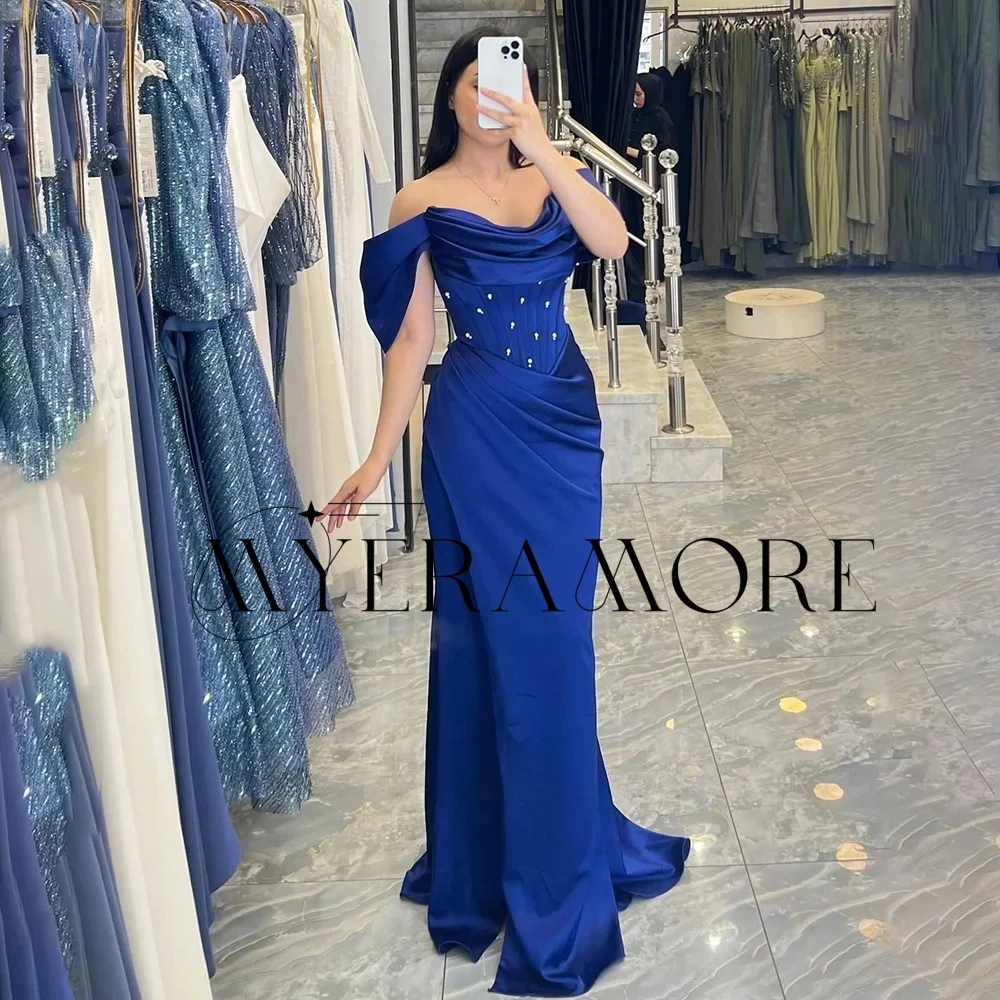 Elegant Blue Beaded Evening Dresses Off the shoulder Mermaid Pleat Floor-Lenght Prom Dresses Customized فساتين سهرات
Elegant Blue Beaded Evening Dresses Off the shoulder Mermaid Pleat Floor-Lenght Prom Dresses Customized فساتين سهرات