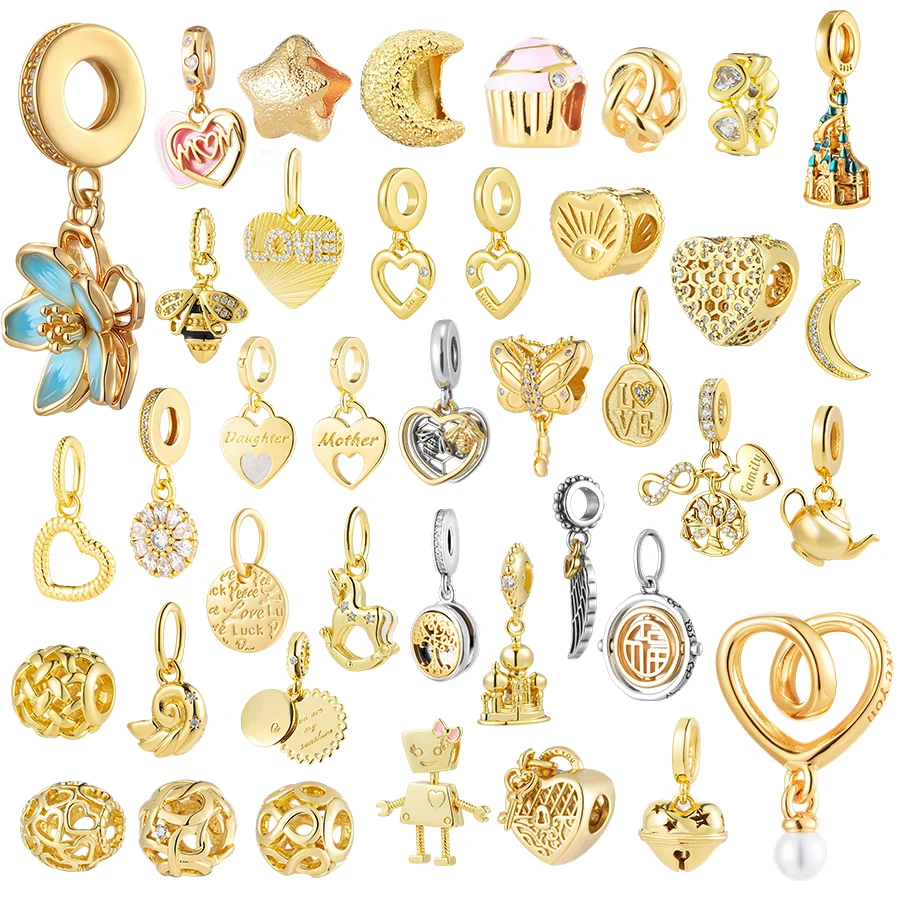 NEW Gold Plated Charms for Silver Bracelet DIY Jewelry Making Star Moon Love Family Mother Daughter Pendant Beads for Women Gift
NEW Gold Plated Charms for Silver Bracelet DIY Jewelry Making Star Moon Love Family Mother Daughter Pendant Beads for Women Gift