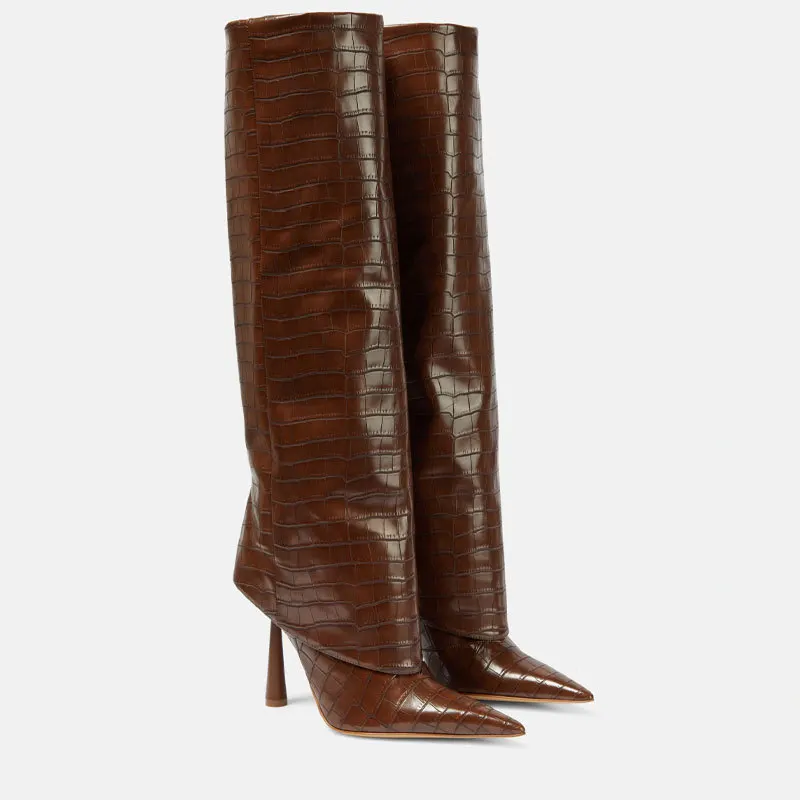 New Design Women Knee-High Boots Leather Fashion Stone Pattern Pointed Toe Thin High Heels Shoes Autumn Winter Ladies Long Boots
New Design Women Knee-High Boots Leather Fashion Stone Pattern Pointed Toe Thin High Heels Shoes Autumn Winter Ladies Long Boots