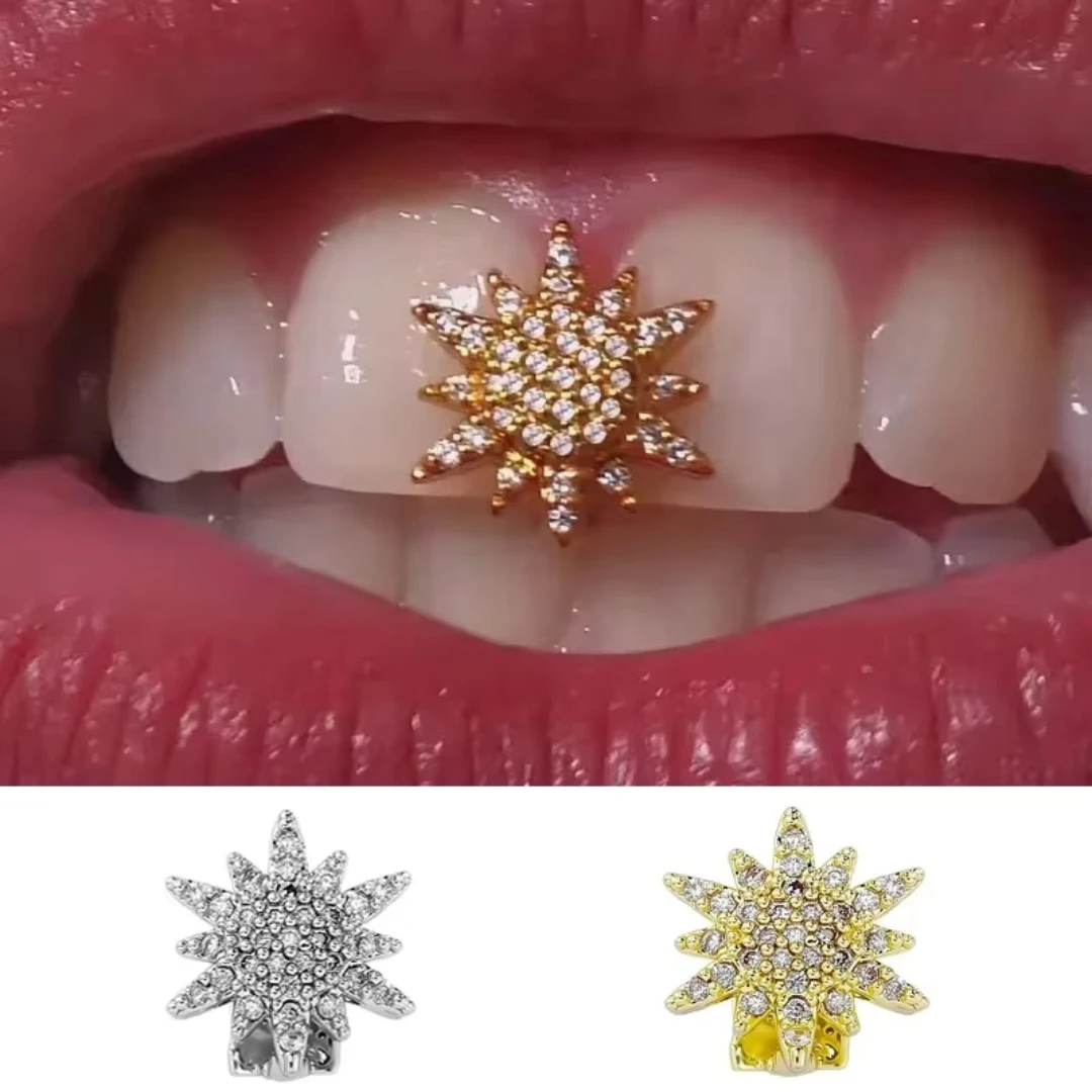 Elegant Zircon Star Teeth Grillz Single Hexagram Full CZ Stone Tooth Caps For Women Men Jewelry Wearable Dental Grills
Elegant Zircon Star Teeth Grillz Single Hexagram Full CZ Stone Tooth Caps For Women Men Jewelry Wearable Dental Grills