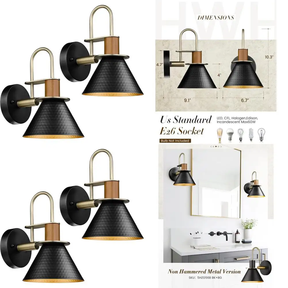 Пара настенных бра в индустриальном стиле, 1-световой кованый металлический абажур, черный и золотой, 5HZG74B-2 BK+BG
Пара настенных бра в индустриальном стиле, 1-световой кованый металлический абажур, черный и золотой, 5HZG74B-2 BK+BG