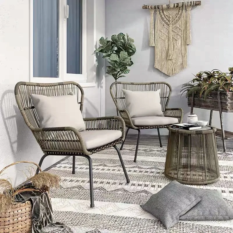 Modern 2-Chair 1-Table Tea Table Rattan Garden Set For Outdoor Living Hotel Park For Modern Outdoor Furniture Metal Material
Modern 2-Chair 1-Table Tea Table Rattan Garden Set For Outdoor Living Hotel Park For Modern Outdoor Furniture Metal Material