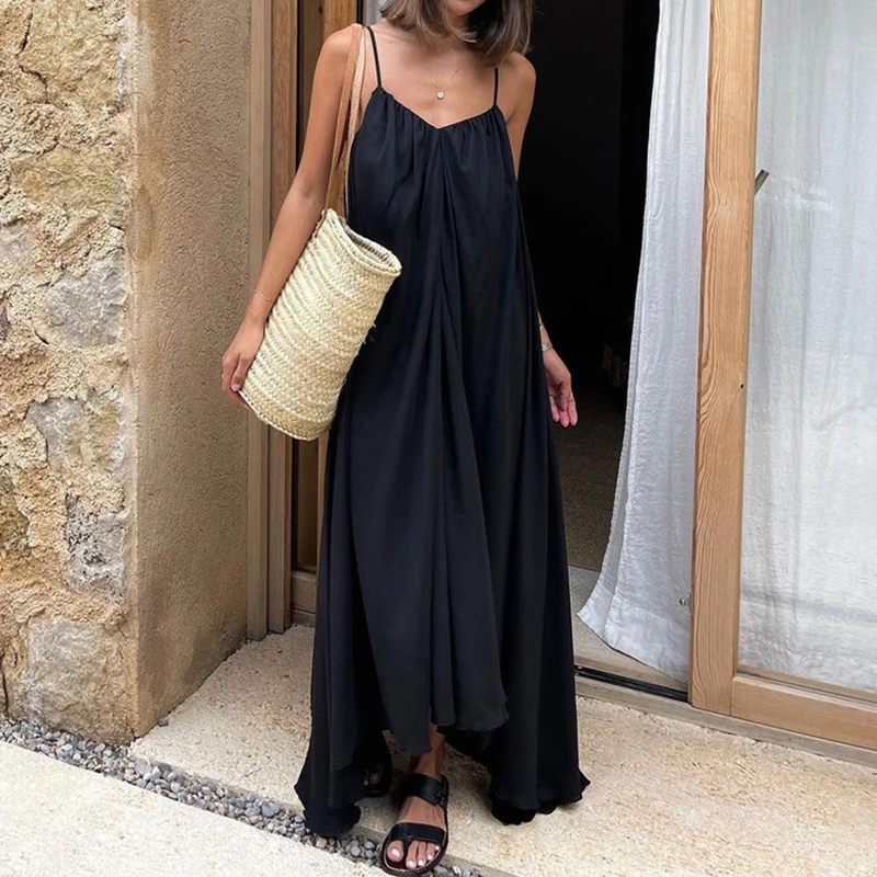 Tornova Fashion Vacation Sling Dress Women's Loose Backless Casual Black Long Dress French Spaghetti Strap Dress Female Elegant
Tornova Fashion Vacation Sling Dress Women's Loose Backless Casual Black Long Dress French Spaghetti Strap Dress Female Elegant