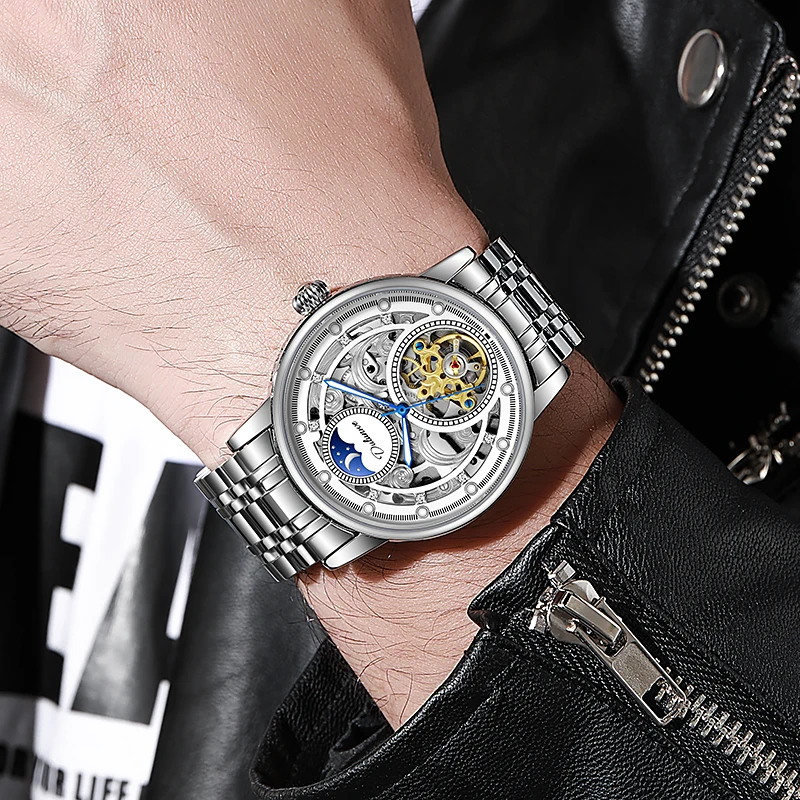 Dulunwe часы с резным циферблатом и турбийоном для мужчин, светящиеся указатели, спортивные автоматические механические часы в стиле стимпанк, роскошные
Dulunwe часы с резным циферблатом и турбийоном для мужчин, светящиеся указатели, спортивные автоматические механические часы в стиле стимпанк, роскошные